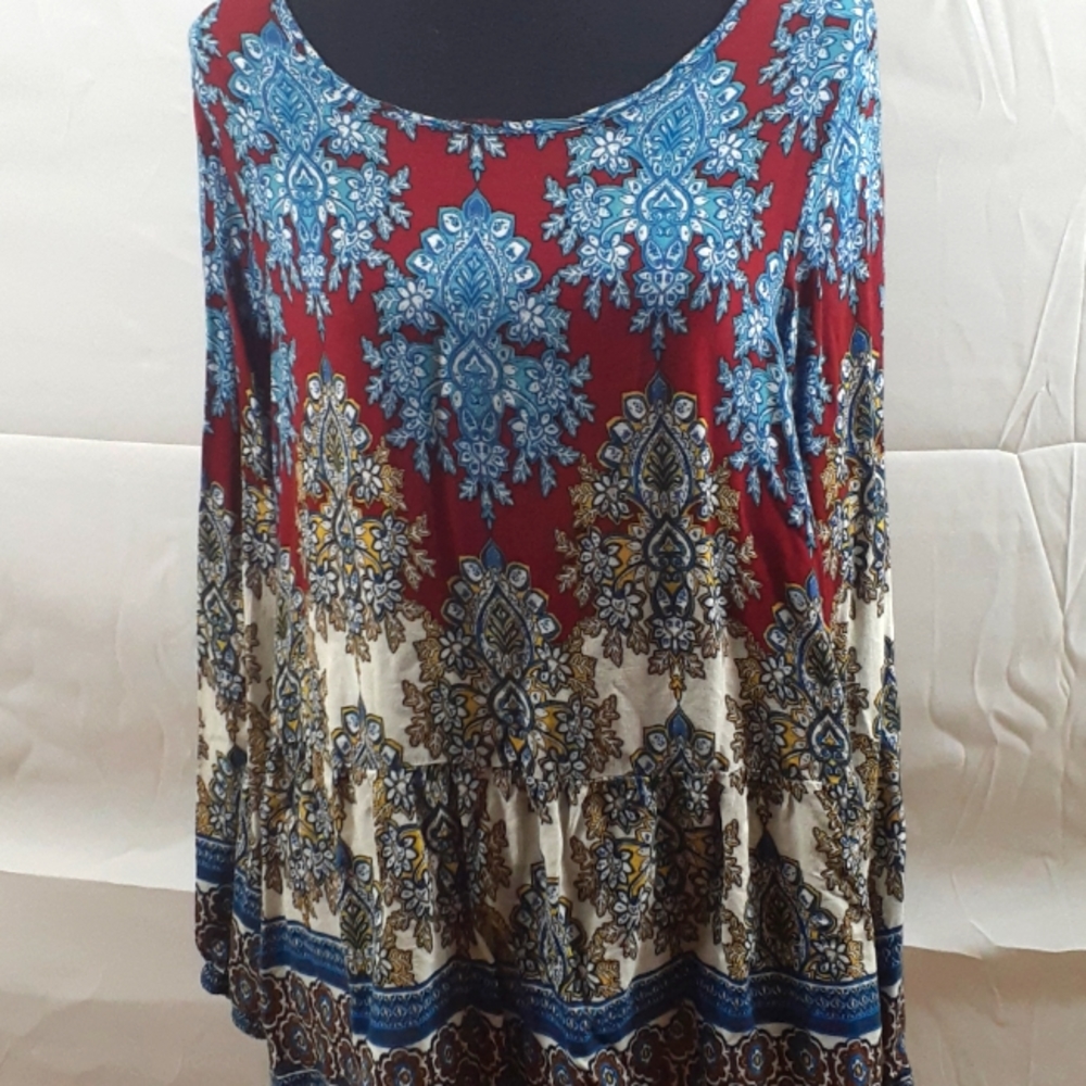 SoTeer Large Flowy Printed Long Sleeve Top